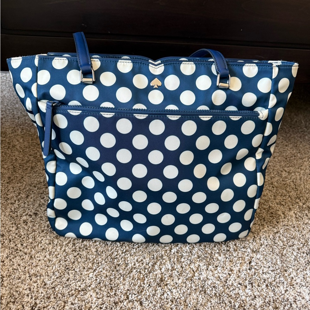 Kate Spade Blue Polka Dot Tote Bag